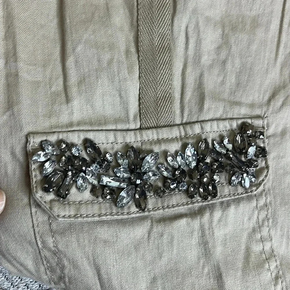 🤍Chico’s Casual linen blend Embellished Utility Crop Pants, XS/2 - Picture 15 of 17
